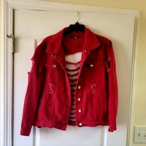 Boohoo Distressed Denim Jacket.Size US 8